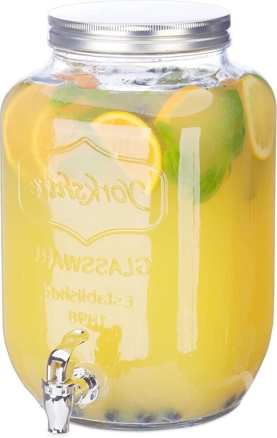 Drankdispenser 8 liter Glazen tapkraan Waterdispenser voor tuinfeestjes Vintage limonadetap Transparant