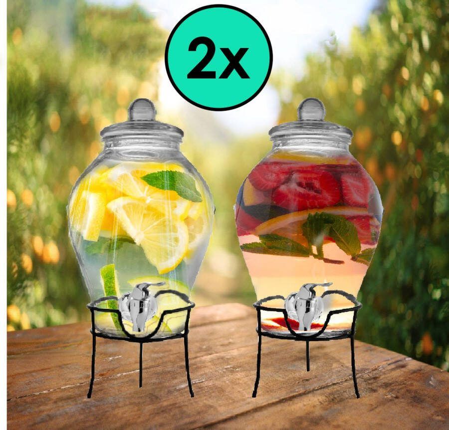 Drankdispenser met Kraantje Limonadetap Sap dispenser 6 Liter Glas