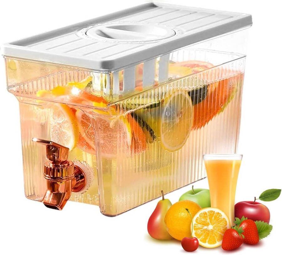 Drankdispenser met tapkraan 3 liter met gefilterd fruitrooster limonadedispenser sapdispenser koelkast waterdispenser (-70 tot 120 graden) voor gezinnen verjaardagsfeesten picknicks in de open lucht (wit)