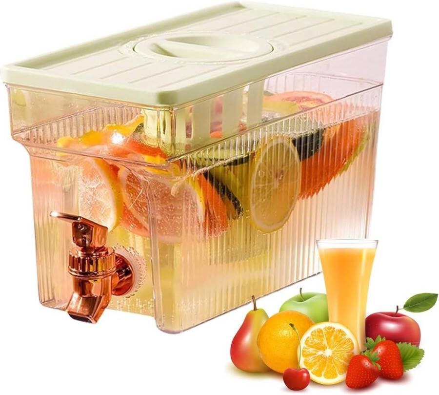 Drankdispenser met tapkraan 3 liter met gefilterd fruitrooster limonadedispenser sapdispenser koelkast waterdispenser (-70 tot 120 graden) voor gezinnen verjaardagsfeesten picknicks in de open lucht (lichtgroen)