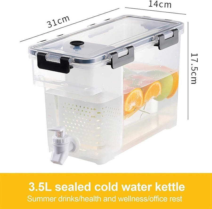 Drankdispenser met tapkraan en scheidingswand 3 5 l drankdispenser waterdispenser voor koude dranken grote waterkan met kraan limonadedispenser sapdispenser voor koelkast