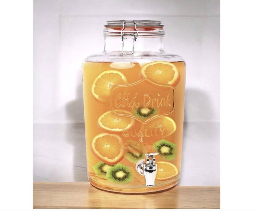 Drankdispenser tapkraanfles sapkan met tapkraan weckglas-look drinkglazen cocktail drinkpot 7 5 liter