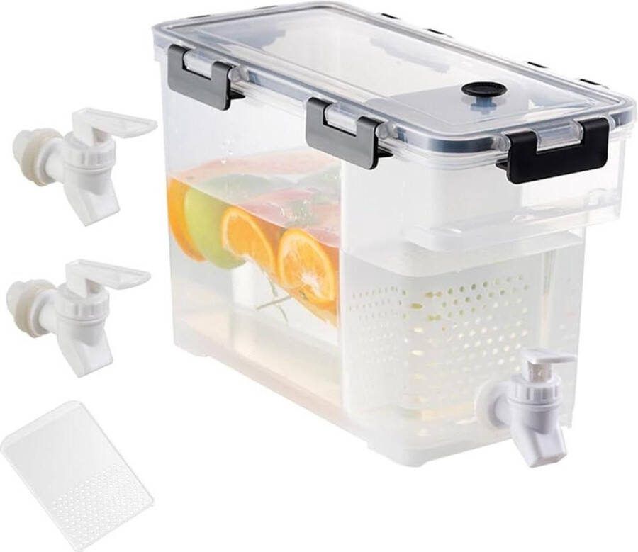 Drankdispenser voor koude dranken 35 liter met tapkraan en scheidingswand grote capaciteit kunststof limonadedispenser sapdispenser grijs