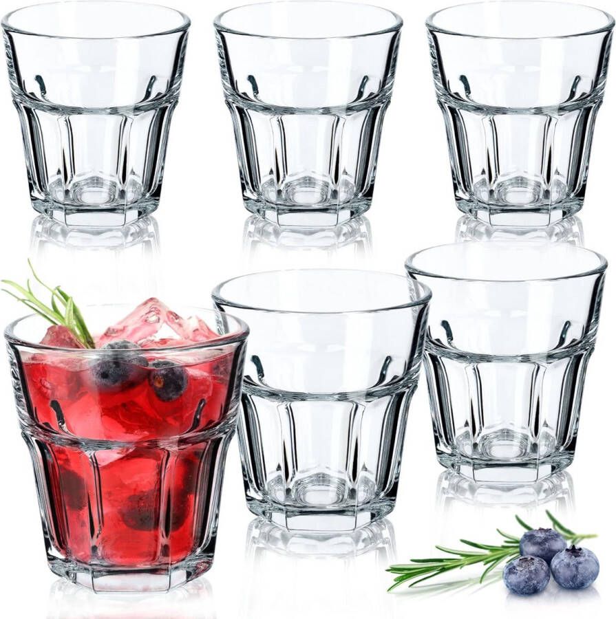Drankglazen vaatwasmachinebestendige longdrinkglazen van neutrum-calciumglas stapelbare cocktailglazen waterglazen koffieglazen theeglazen (Amelie 230 ml 6 stuks)