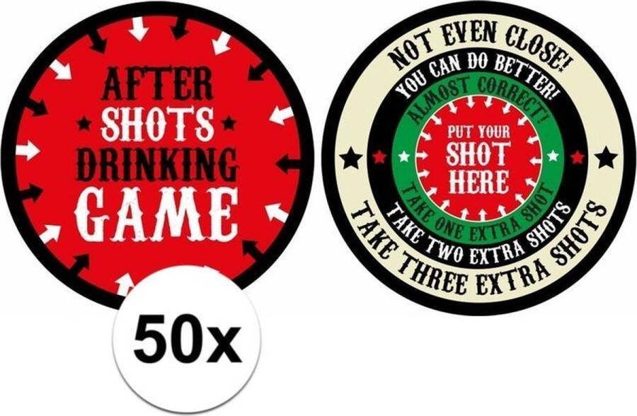 Drankspel After shots op bierviltje 50x Plaats je shotglas in de bullseye Drink drankspellen Studentenspellen