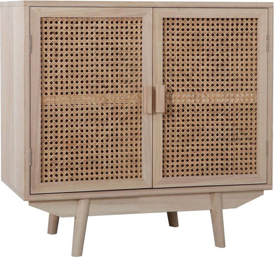 Dressoir Freja Rotan MDF Breedte 67 cm Hoogte 65 cm Diepte 36 cm Met planken Met openslaande deuren