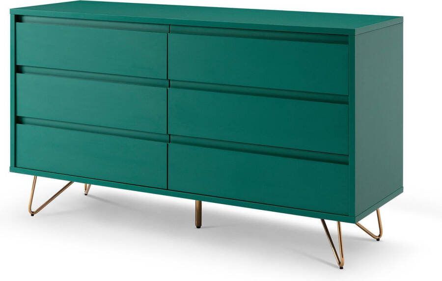 Dressoir Lucy Groen MDF Breedte 120 cm Hoogte 70 cm Diepte 40 cm Met lades Zonder deuren