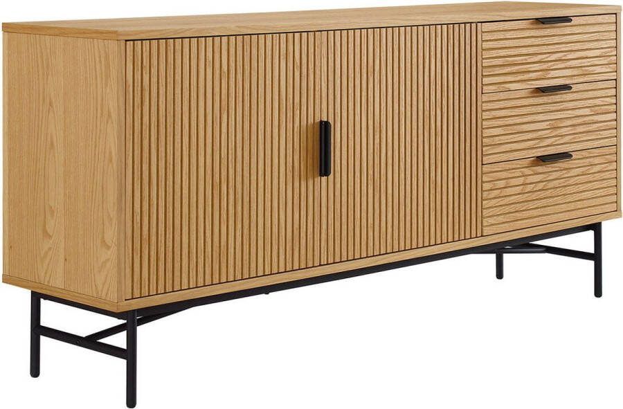 Dressoir Ruben Eiken MDF Breedte 160 cm Hoogte 75 cm Diepte 40 cm Met lades Met planken Met openslaande deuren