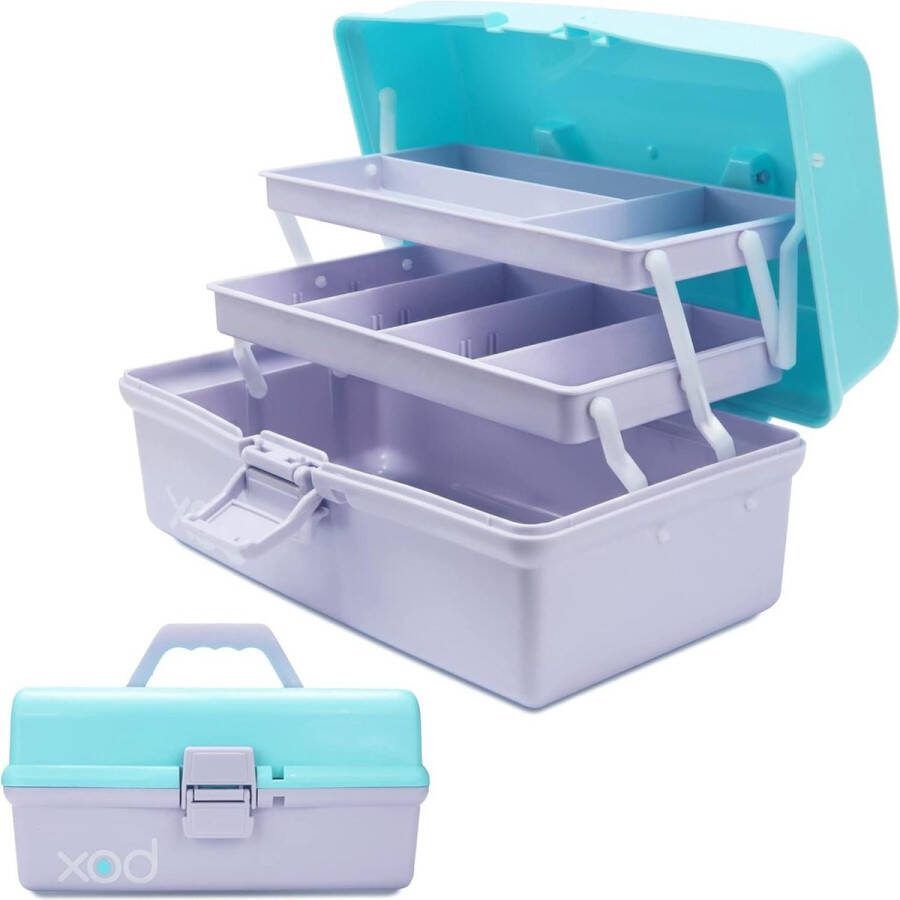 Drielaagse multifunctionele opbergdoos 305cm opvouwbare gereedschapskist kunst & ambachten blauw paars