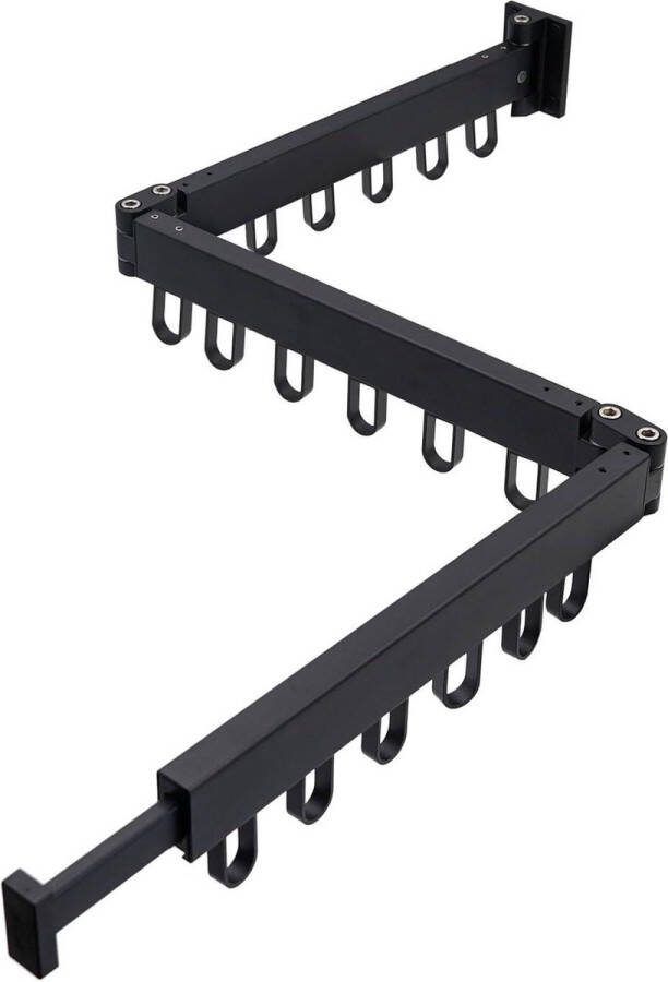 Drietraps uittrekbaar inklapbaar wasrek voor wandmontage balkon en badkamer zwart folding wall laundry rack