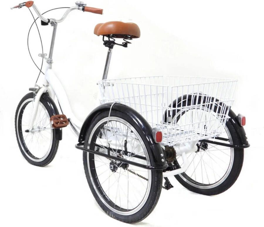 Driewieler voor Volwassenen 20 Inch Fiets Inclusief Fietsmand Zwart