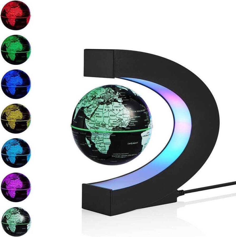 Drijvende Wereldkaart Globe met Magnetische Levitatie en Multi-Color Verandering Roterende Leviterende Globe met LED Verlichting voor Kantoor Thuis Bureau Decoratie Gadget voor Vriend Leraar Zakelijk Verjaardagscadeau
