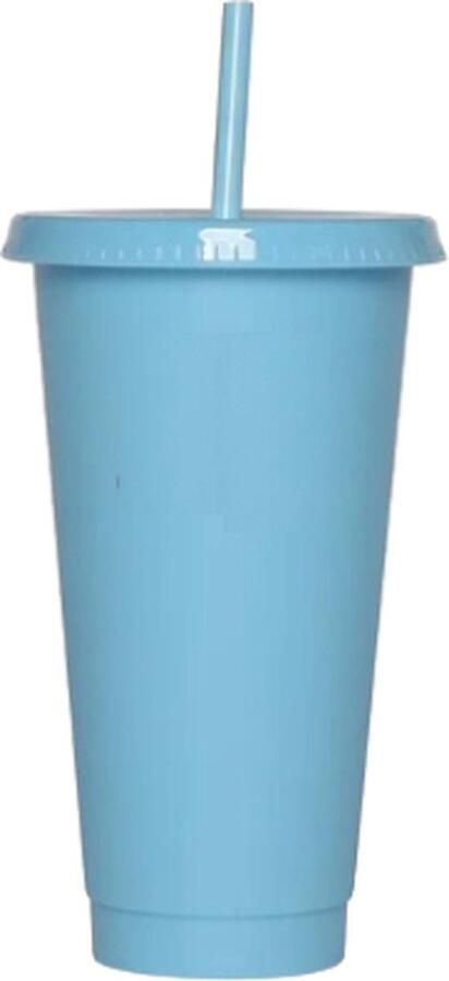 Drinkbeker Starbucks drinkbeker look a like Drinkfles met deksel en rietje 710ML Lichtblauw