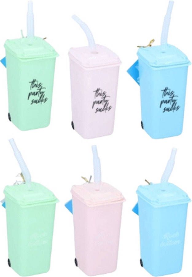 DRINKBEKER CONTAINER MET RIETJE 600ML VAN KUNSTSTOF