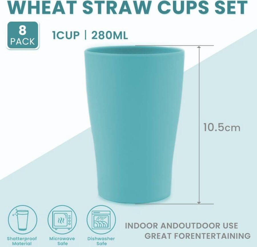 Drinkbekers 8 stuks 280 ml herbruikbare koffiebekers van gezond PP onbreekbare bekers voor koffie thee melk sap cola bekerset voor barbecue picknick feest donkergroen