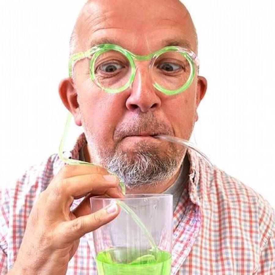 Drinkbril Groen drink rietje bril