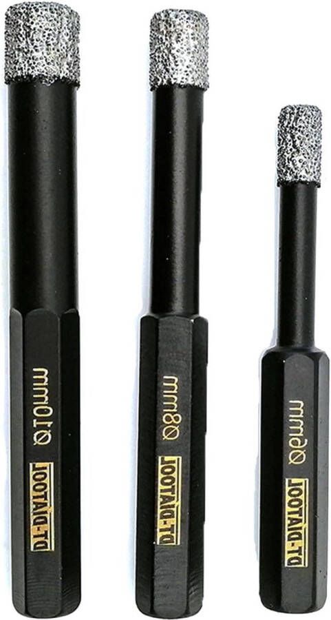 Droog Diamant Boor Core Bits Set 3 STKS 6 8 10mm Vacuüm Gesoldeerd Tegel Porselein Keramische Marmer Graniet