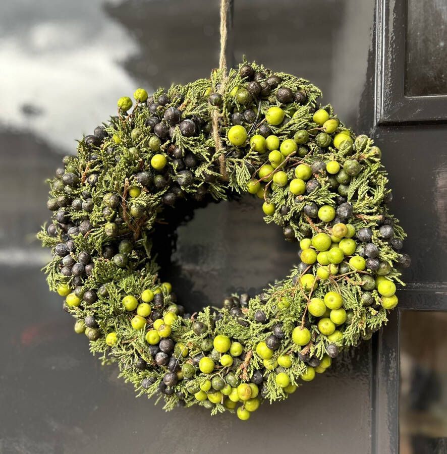 Merkloos Sans marque Droogbloemen Krans | Kerst | Decoratie | Landelijk | Roze Groen Naturel | ø 40 cm.