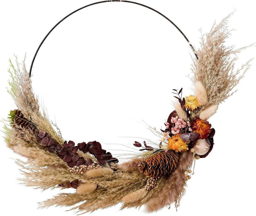 Droogbloemen Krans Landelijk Natuur Ca. 35 cm Ook als Herfstdecoratie Kransen voor Buiten en Binnen Deurkrans