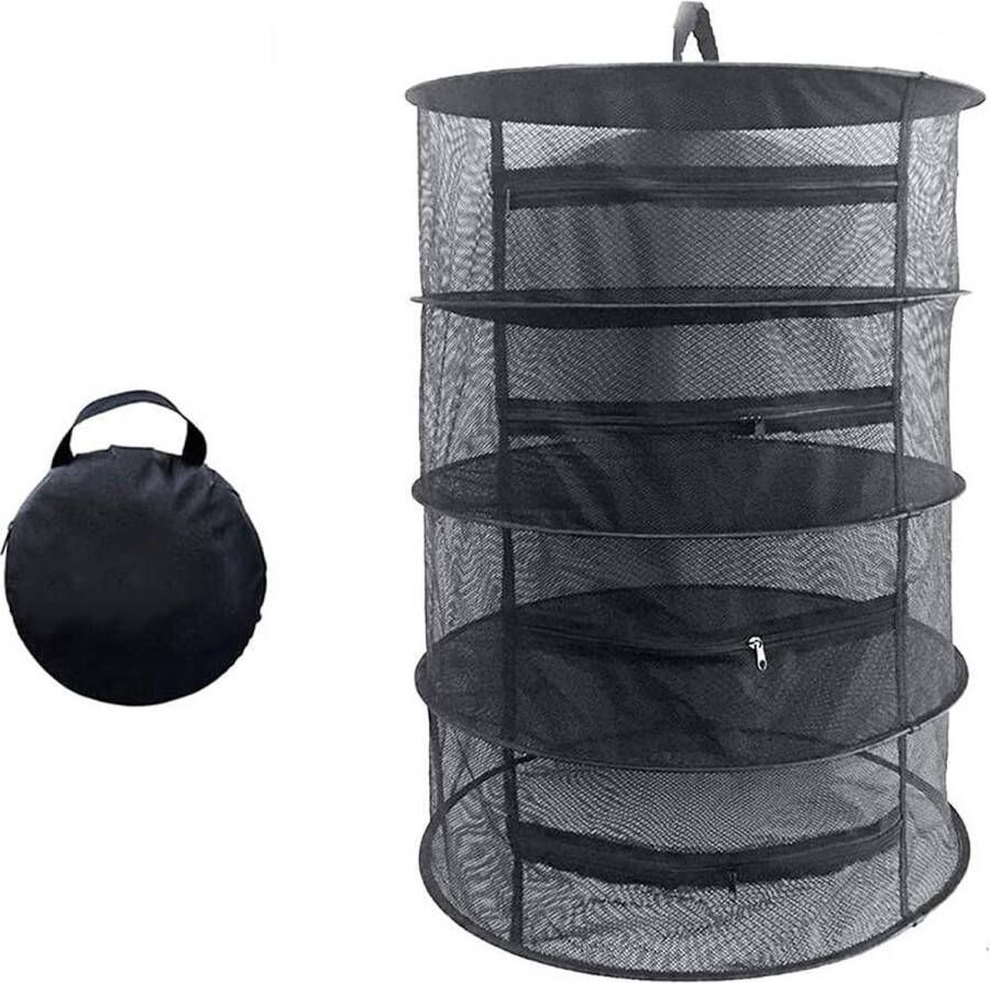 TIMESETL Drying Net Drying Rack for Hanging 80 x 60 cm Foldable Hanging Net with 4 Layers for Drying Herbs Drying Net with Zips S-Hooks and Storage Bag