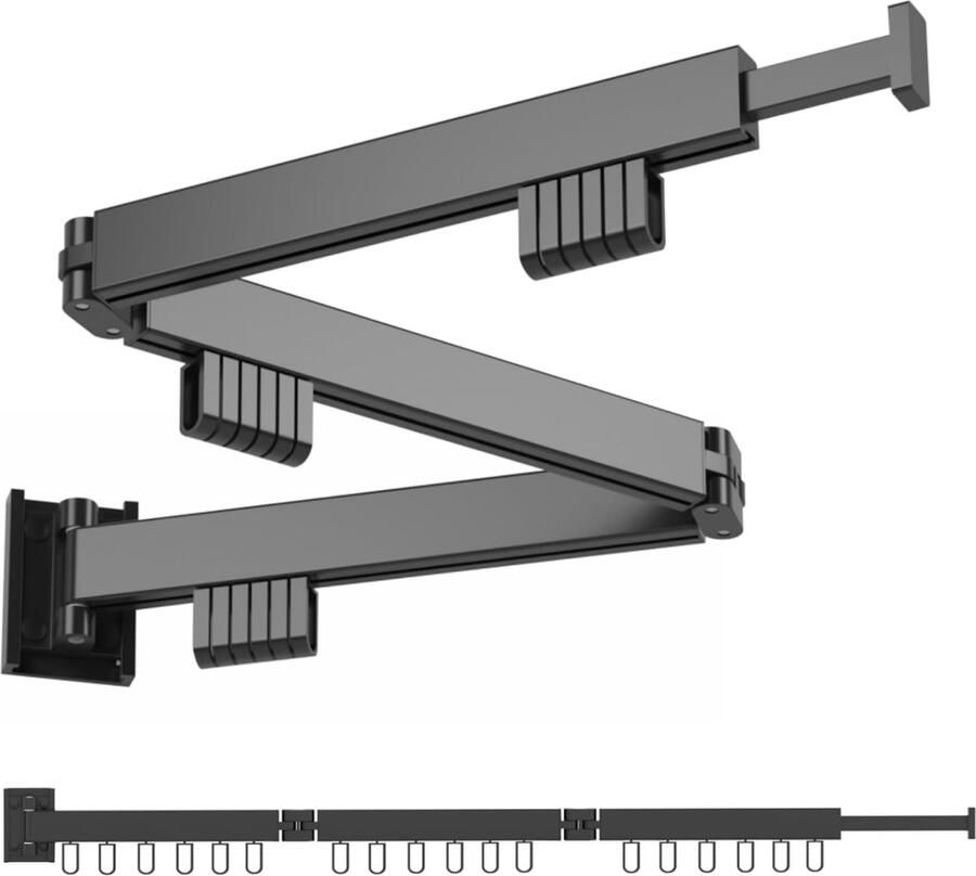 Droogrek wandmontage uittrekbaar wasrek 3-voudig gevouwen aluminium kledingstang wasdroger opvouwbaar voor balkon wasruimte badkamer terras appartement slaapzaal (zilvergrijs)