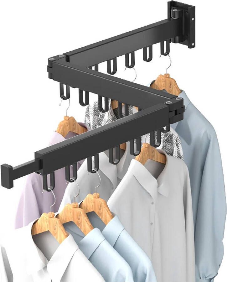 Droogrek Wasrek Wanddroogrek Kledinghangers Waslijn Ruimtebesparend Intrekbaar Inklapbaar- Aluminium 114cm Voor badkamer Balkon Patio etc