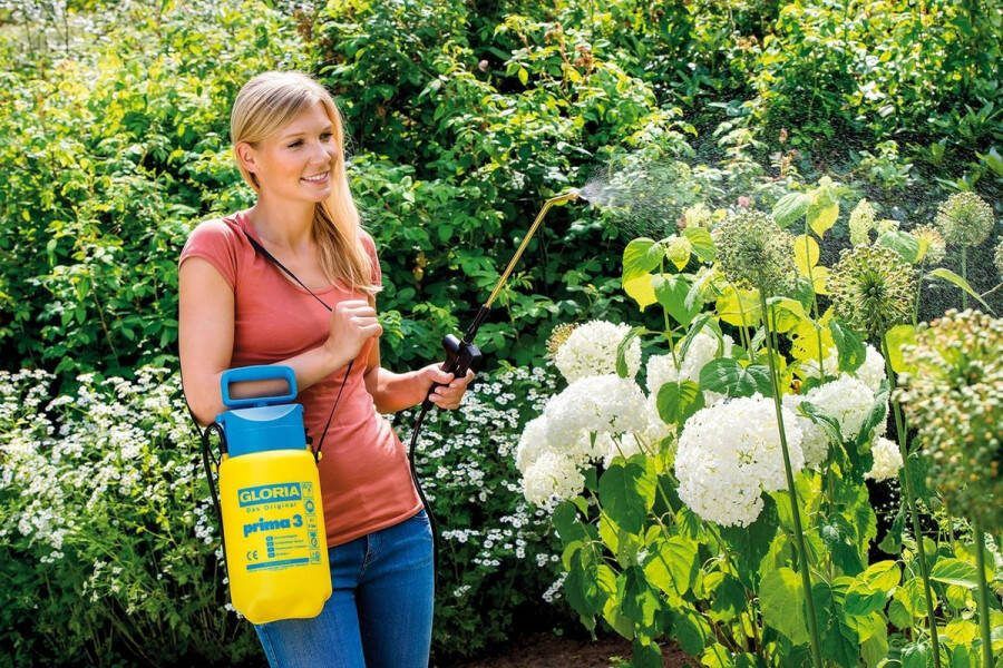 Drukspuit prima 3 tuinspuit 3 liter inhoud verstelbare messing sproeier compact voor de kleine tuin