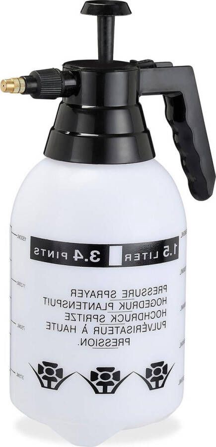 Drukspuit verstelbare sproeikop hogedruk plantenspuit ongediertebestrijding onkruidspuit 1 liter groen Relaxdays