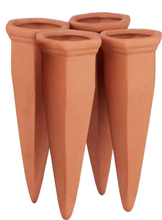 Druppelsysteem voor fles 4 stuks bewateringssysteem voor wijn-en petflessen in de grond steken terracotta