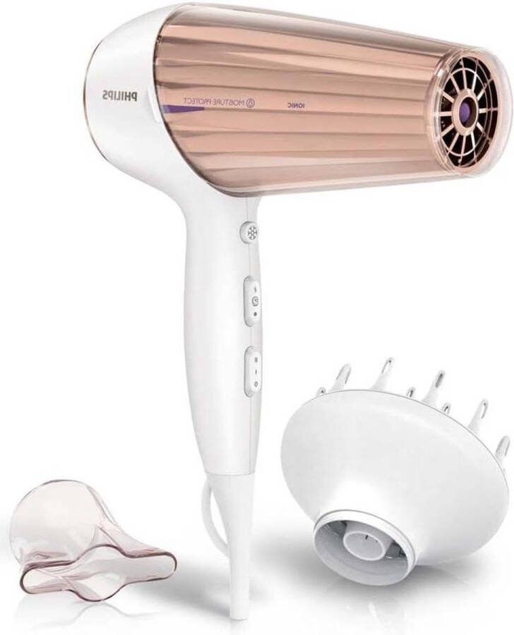 Drycare Prestige Föhn 2300 Watt met Ionenconditioner en 6 Temperatuurstanden Controleert droogtemperatuur Beschermd tegen oververhitting Koele luchtstoot Diffuser mondstuk