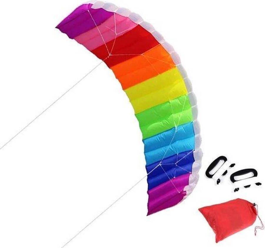 Duale Regenboog Matrasvlieger Groot XXL 30 Meter Compleet pakket Kinder vlieger meerdere kleuren Parachute Kite Vliegertouw Op Handvat Haspel