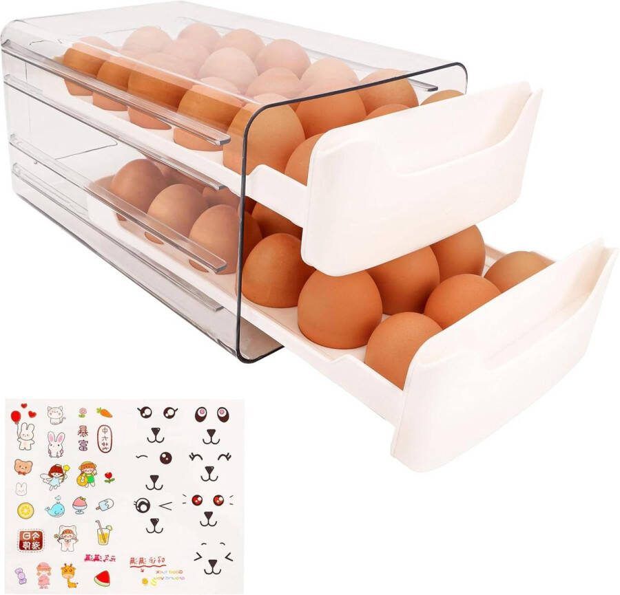 Dubbel Laags Doorzichtig Plastic Eieren Houder Opslag Container Diepvries Koelkast Ei Organizer Rek 36 Ei Capaciteit Keuken Eierlade Organisator Transport