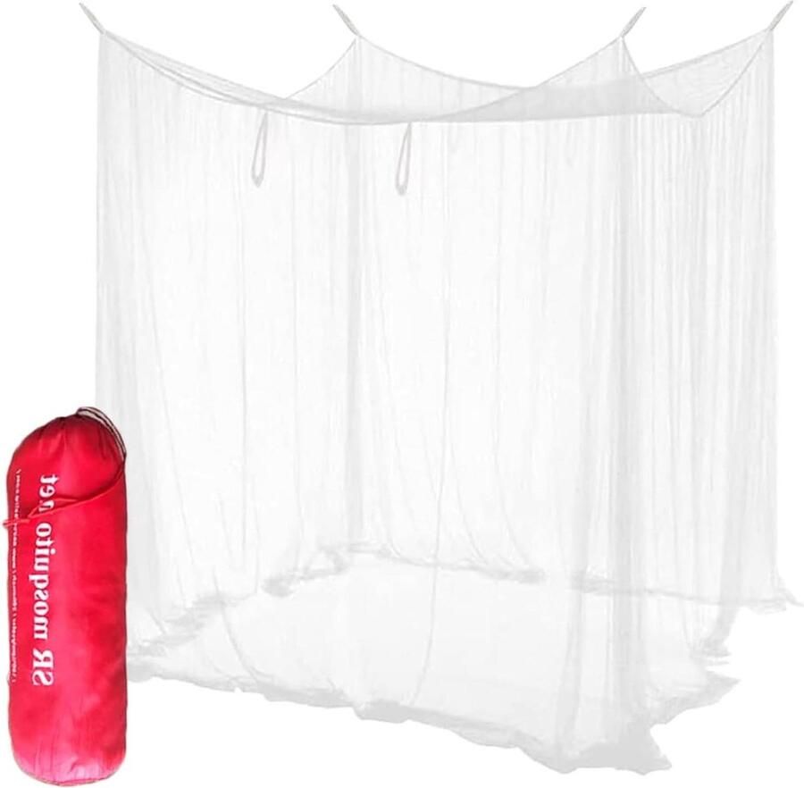 Dubbel muggennet voor op reis Draagbaar 200 x 200 x 180 cm Outdoor Vierkante klamboe Reizen en camping
