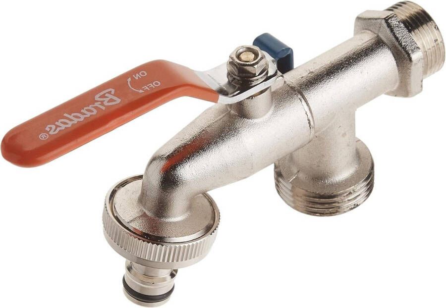Dubbele aansluiting buitenkraan 3 4 x 1 inch zilver Buitenkraan