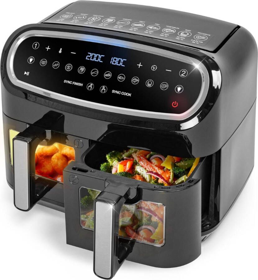 Dubbele Airfryer XXL Heteluchtfriteuse 2 x 5 L Duo Airfryer met 10 Kookprogramma s Hete luchtfriteuse zonder olie