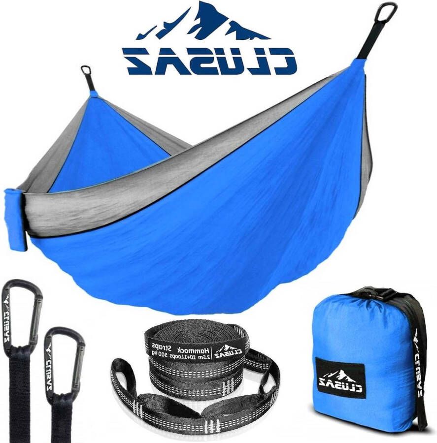 Dubbele Camping Hangmat Draagbare Swing Hangmatten 300 x 200 cm Met Boom Riemen en Compressie Zak Voor Buiten Binnen Backpacken Wandelen Camping Gear Essentials Benodigdheden