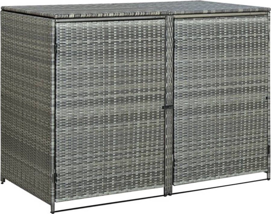 Dubbele Containerberging Grijs Kliko berging Kliko kast Stalen frame Rattan