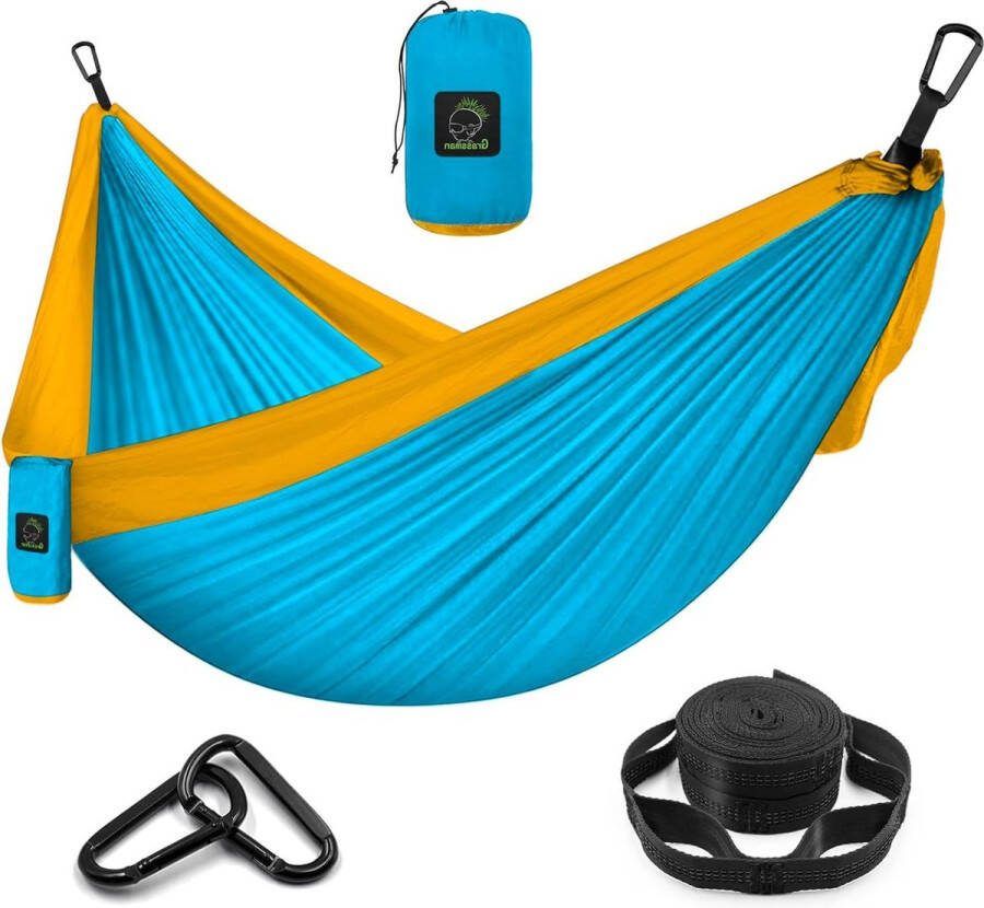 Dubbele en enkele hangmat met boomriemen lichtgewicht nylon parachutehangmat campingaccessoires uitrusting voor binnen en buiten rugzakreizen