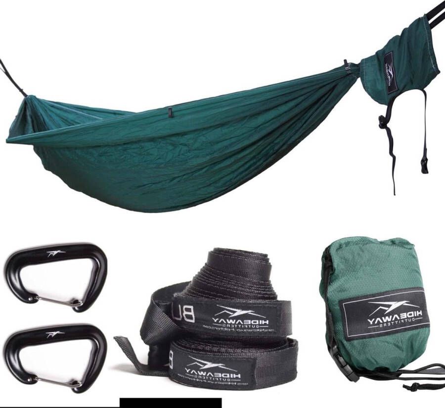 Dubbele Hangmat voor 2 Personen Camping en Outdoor Reizen Strandlaken en Zonnezeil Set met Boomriemen en Karabijnhaak Ultralicht Nylon Green Diamond设计 Tensity hangmat 2 person