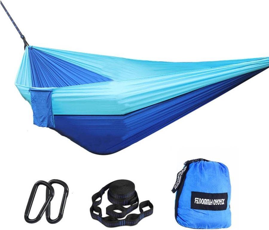 Dubbele hangmat voor 2 personen nylon lichtgewicht draagbaar met boomriemen camping backpacken strandtuin 260 cm * 140 cm