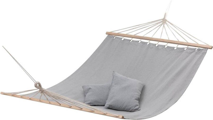 Dubbele hangmat voor binnen en buiten massief houten balken grijs