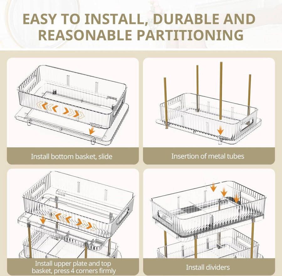 Dubbele Laag Make-up Organiser met Lades Organizer voor Badkamer en Keuken Transparant make up tafel