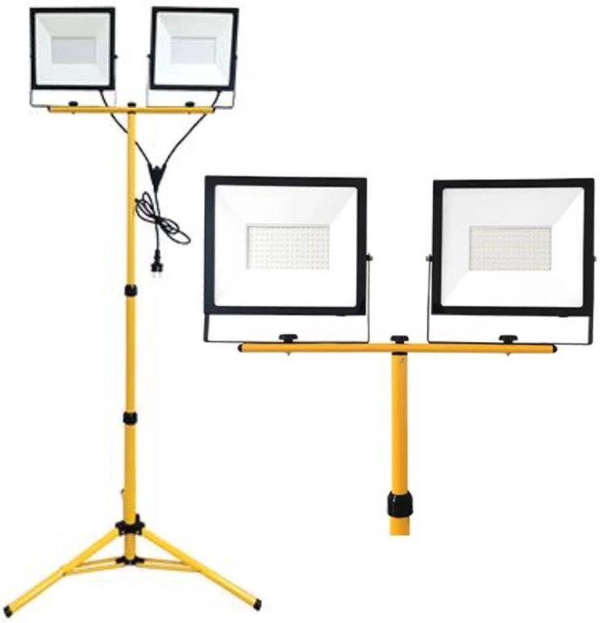Dubbele LED floodlight 2x 50W op statief 4500K