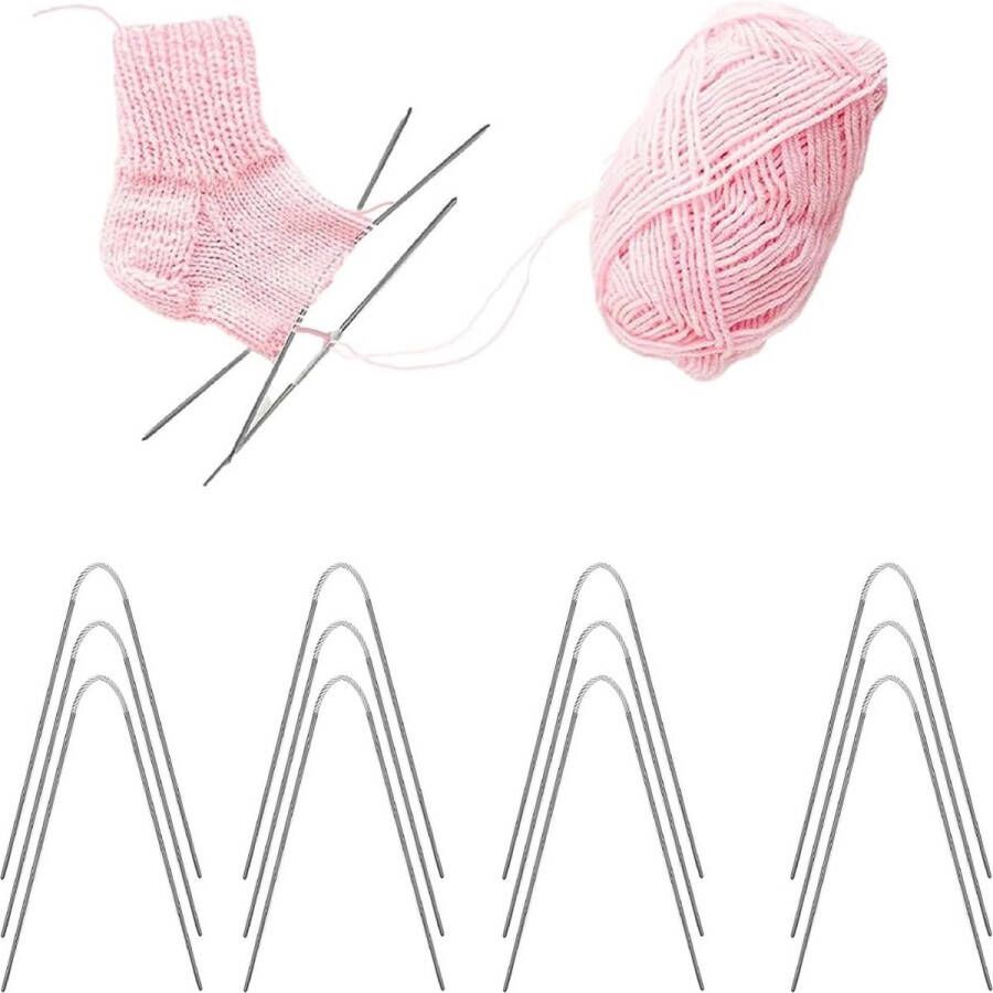 Dubbele punt breinaalden 21 cm dubbelzijdige sokkenbreinaalden roestvrij staal ronde breinaalden set haken garennaalden vervangbaar naaldspel voor sokken mutsen (4 sets (3 + 3 5 + 4 + 4 5
