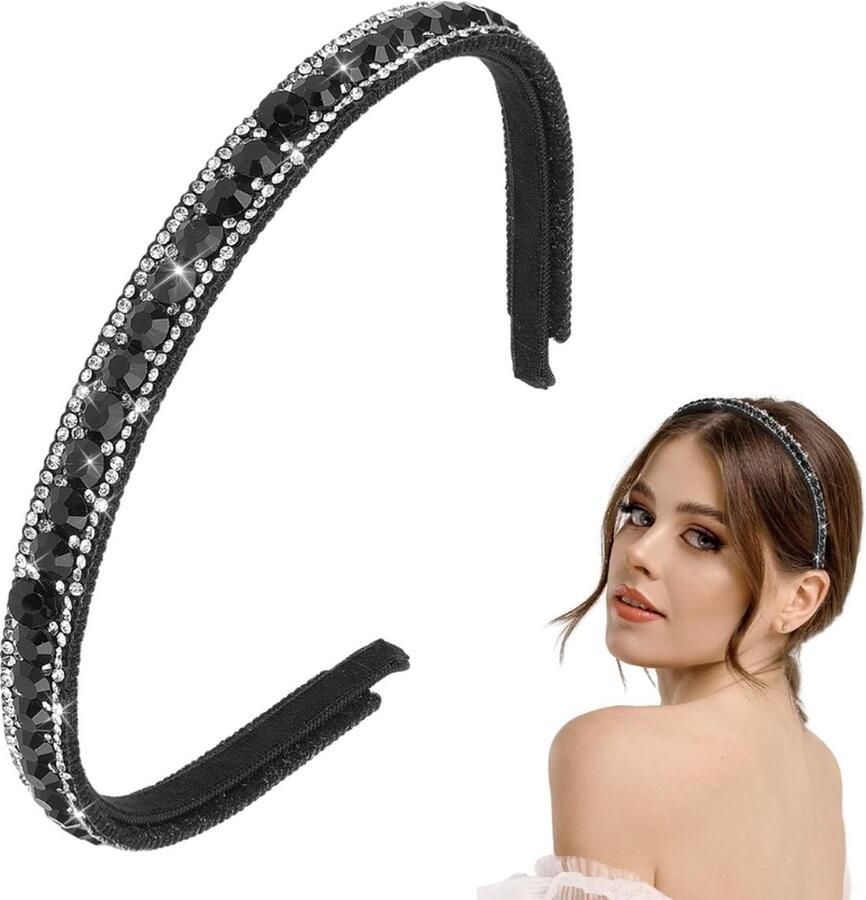 Dubbele Strass en Kristal Meisjes Haarband Modieuze Fonkelende Bling Haaraccessoire met Diamant Styling Clips