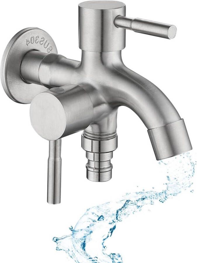 Dubbele waterkraan 1 2 inch roestvrij staal universele wasmachinekraan tuin regenton installatie onderdelen