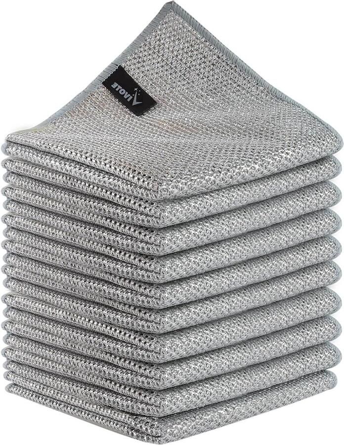 Dubbellaagse draadvaatdoeken Multifunctionele vaatdoeken Niet-krassen bedrade theedoeken Wasbare reinigingsdoek Herbruikbare keukenhanddoek 10 stuks 30 cm x 30 cm