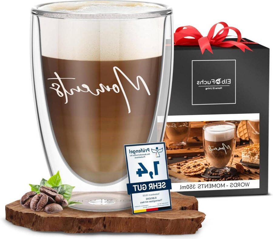 Dubbelwandig latte macchiato-glas Moments 350ml kristalhelder thermoglas cappuccino glazen koffieglazen theeglazen dubbelwandige theeglazen