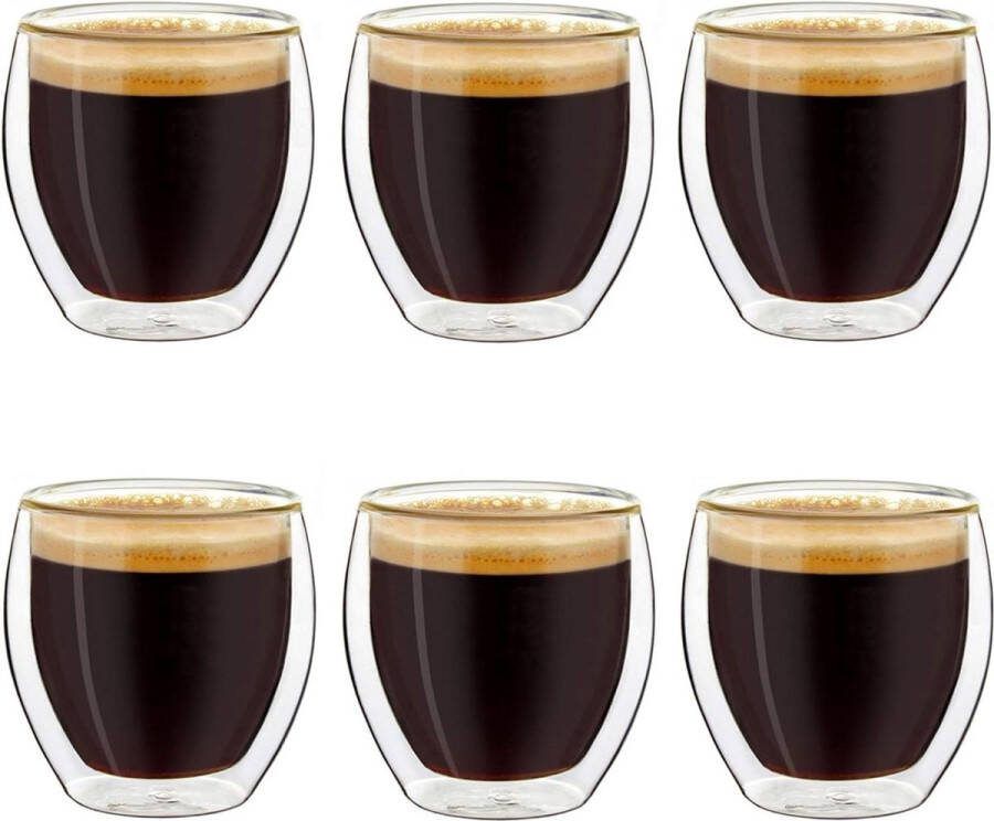 Dubbelwandige espressoglazen set van 6 100ml thermoglazen met zwevend effect espresso cups