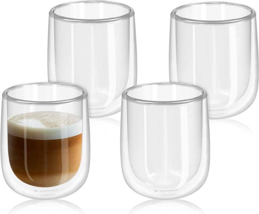 Dubbelwandige Glazen 350ml Thermoglazen voor warme en koude dranken Set van 4 cappuccinoglazen Koffieglazen van borosilicaatglas